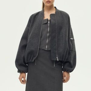 Zara Gray Bomber Jacket